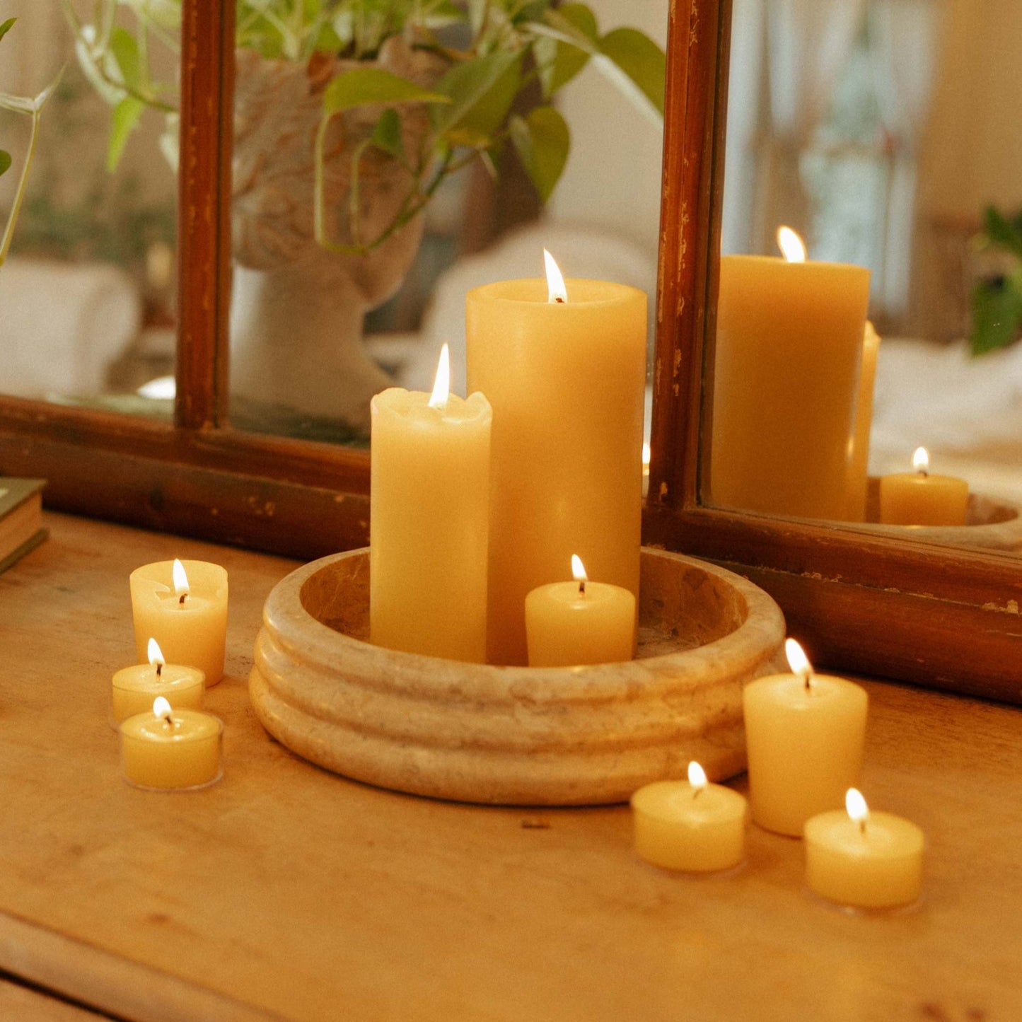 PURE BEESWAX PILLAR CANDLES